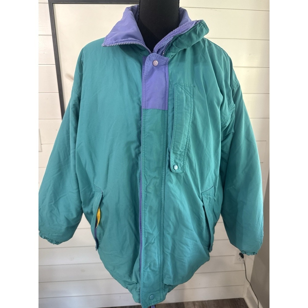 Patagonia Vintage 90s Retro XL Ski Coat Jacket Colorblock Gorpcore Teal Purple - Picture 2 of 10